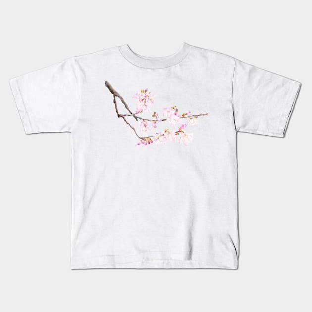 pink cherry blossom 2023 2 watercolor Kids T-Shirt by colorandcolor